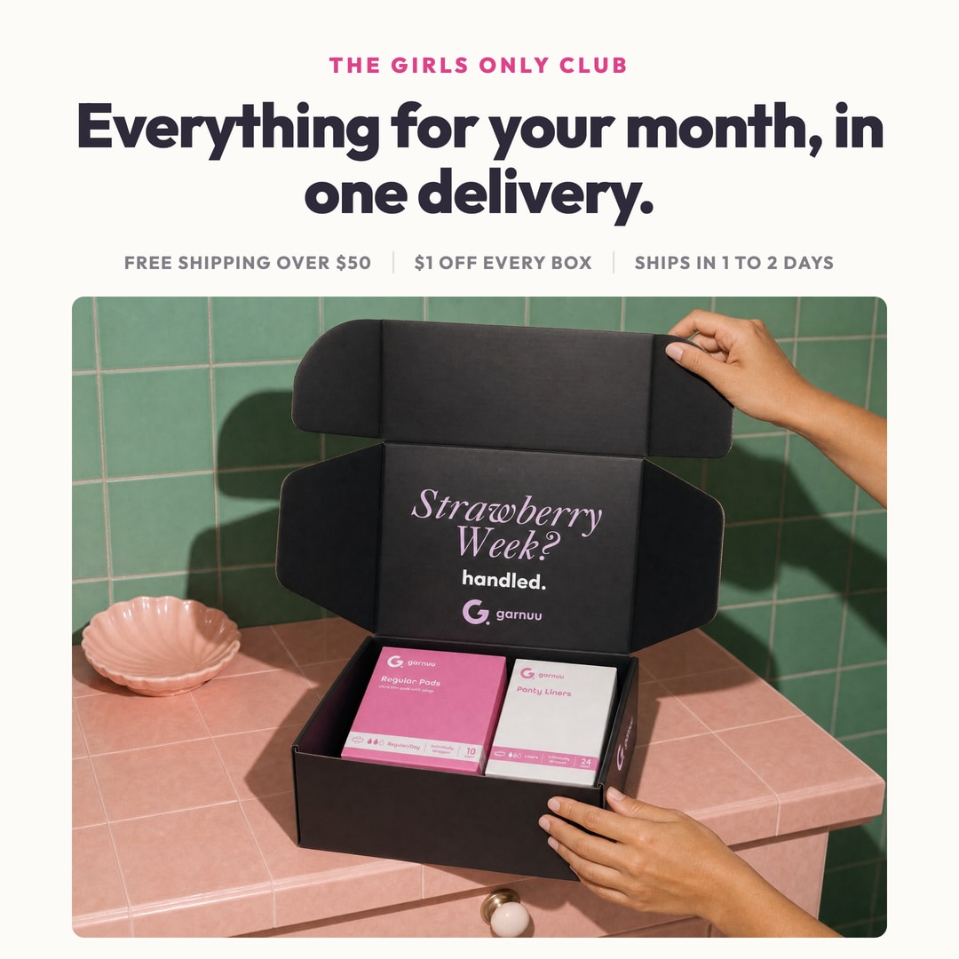 Everything for your month in one delivery: the open Girls Only mailer with boxes inside